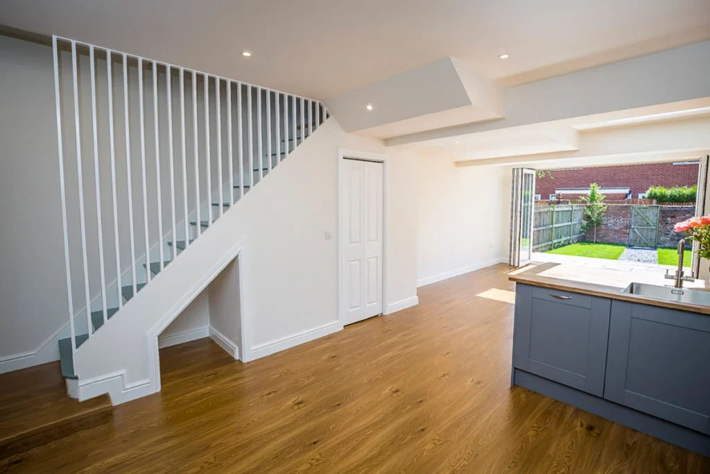 Open plan living area created by kitchen extension